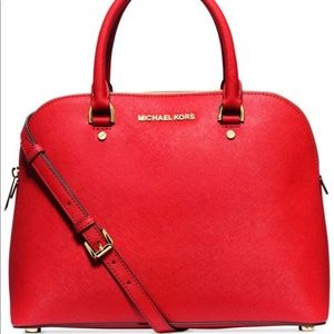 Michael Kors Cindy Large Dome Satchell in Chili